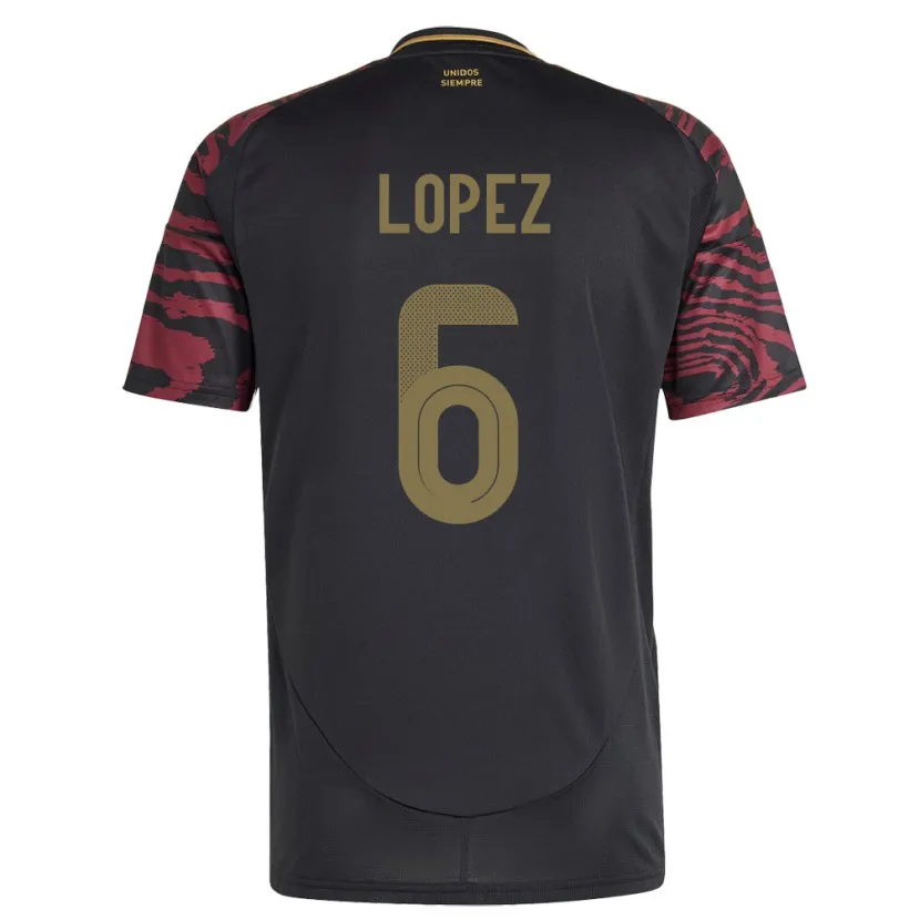 Danxen Kinder Peru Marcos López #6 Schwarz Auswärtstrikot Trikot 24-26 T-Shirt Schweiz