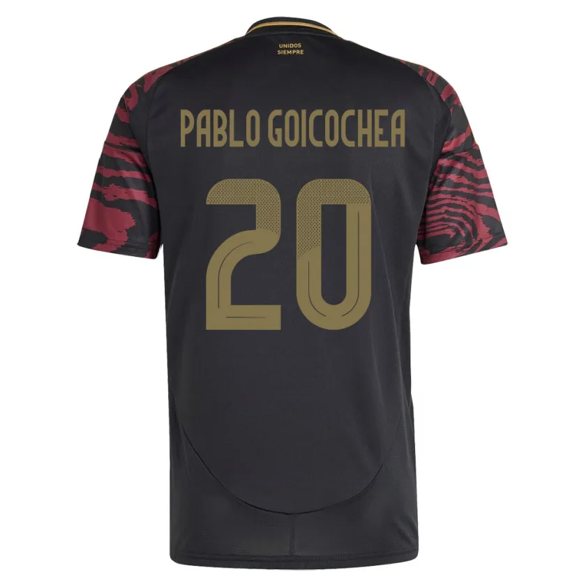 Danxen Kinder Peru Juan Pablo Goicochea #20 Schwarz Auswärtstrikot Trikot 24-26 T-Shirt Schweiz