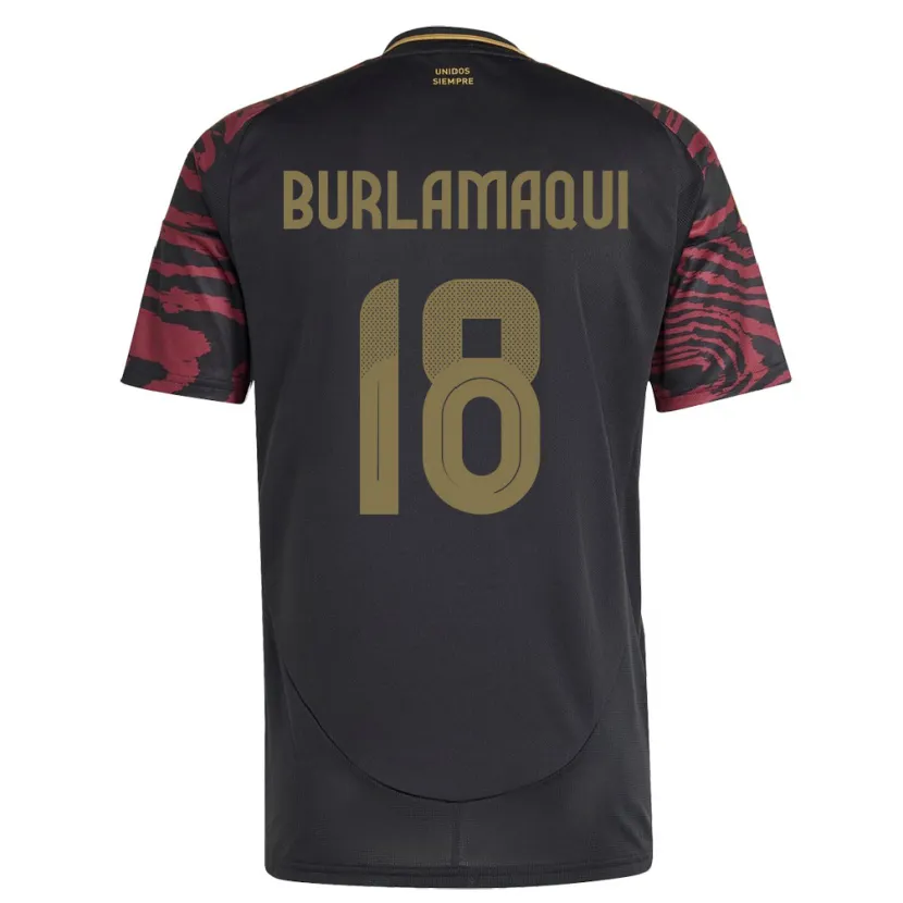 Danxen Kinder Peru Alessandro Burlamaqui #18 Schwarz Auswärtstrikot Trikot 24-26 T-Shirt Schweiz