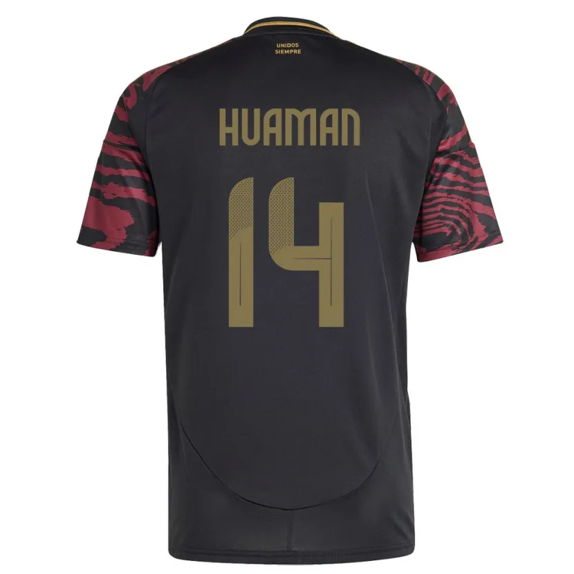 Danxen Kinder Peru Marco Huamán #14 Schwarz Auswärtstrikot Trikot 24-26 T-Shirt Schweiz
