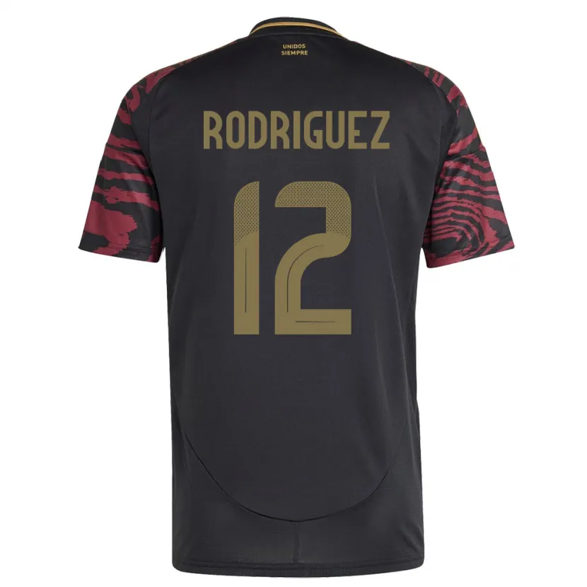 Danxen Kinder Peru Jhefferson Rodríguez #12 Schwarz Auswärtstrikot Trikot 24-26 T-Shirt Schweiz