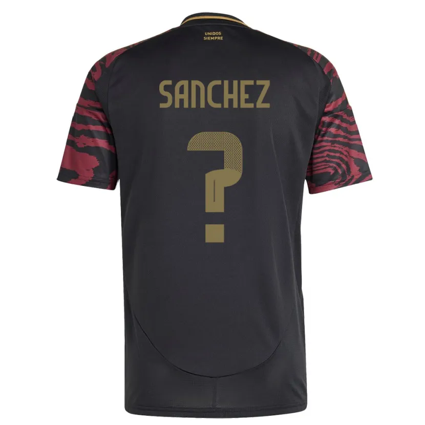 Danxen Kinder Peru Sebastián Sánchez #0 Schwarz Auswärtstrikot Trikot 24-26 T-Shirt Schweiz
