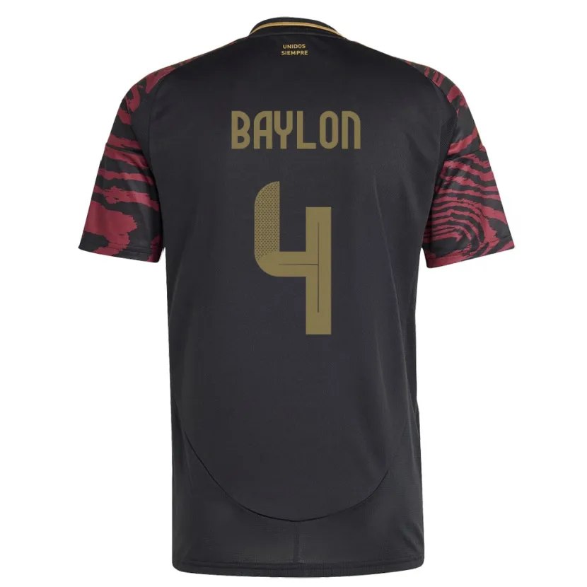 Danxen Kinder Peru Luis Baylón #4 Schwarz Auswärtstrikot Trikot 24-26 T-Shirt Schweiz