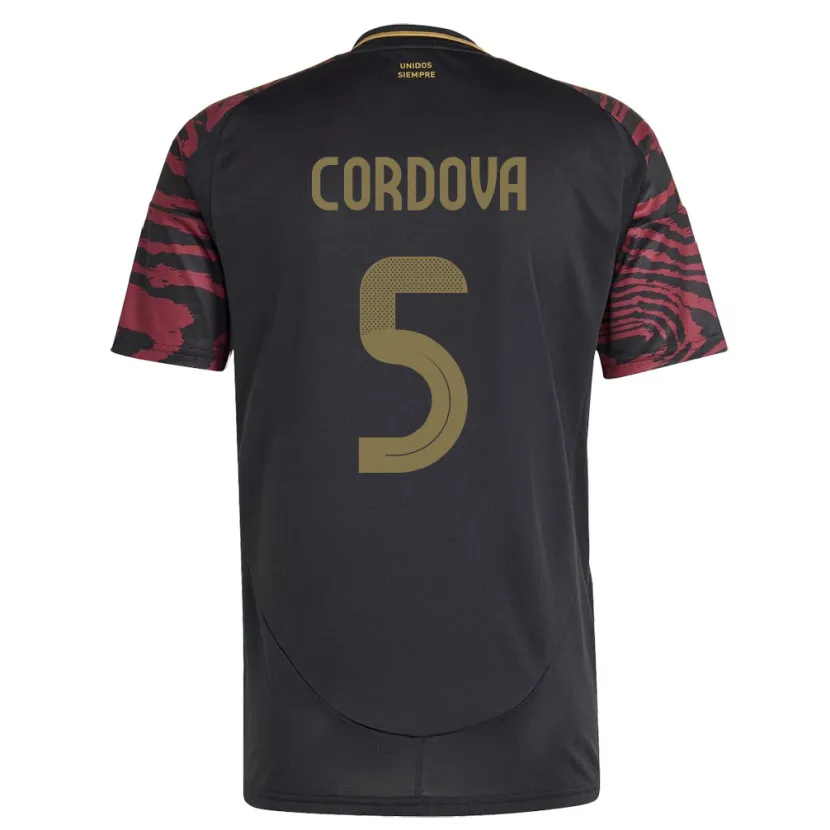 Danxen Kinder Peru Bryan Córdova #5 Schwarz Auswärtstrikot Trikot 24-26 T-Shirt Schweiz