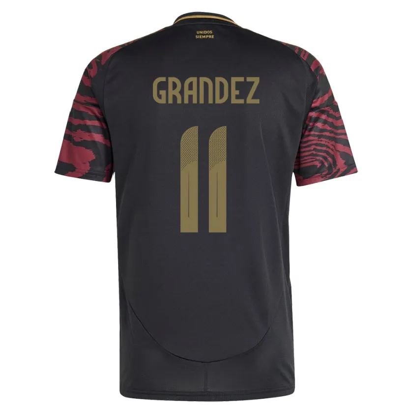 Danxen Kinder Peru Guillermo Grández #11 Schwarz Auswärtstrikot Trikot 24-26 T-Shirt Schweiz