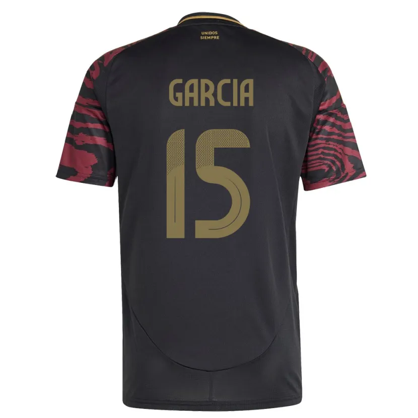 Danxen Kinder Peru Jonathan García #15 Schwarz Auswärtstrikot Trikot 24-26 T-Shirt Schweiz