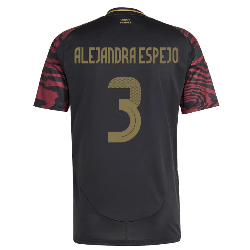 Danxen Kinder Peru María Alejandra Espejo #3 Schwarz Auswärtstrikot Trikot 24-26 T-Shirt Schweiz