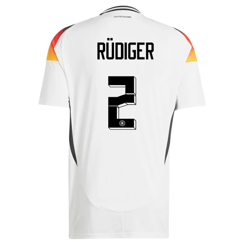 Danxen Herren Deutschland Antonio Rudiger #2 Weiß Heimtrikot Trikot 24-26 T-Shirt Schweiz