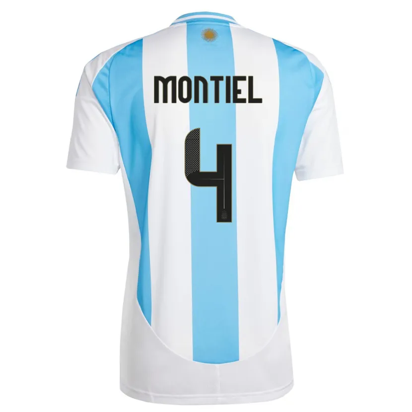 Danxen Herren Argentinien Gonzalo Montiel #4 Weiß Blau Heimtrikot Trikot 24-26 T-Shirt Schweiz