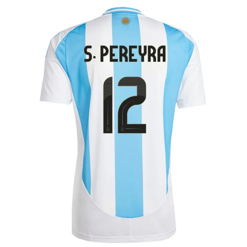 Danxen Herren Argentinien Solana Pereyra #12 Weiß Blau Heimtrikot Trikot 24-26 T-Shirt Schweiz