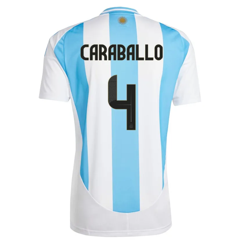Danxen Herren Argentinien Brian Caraballo #4 Weiß Blau Heimtrikot Trikot 24-26 T-Shirt Schweiz