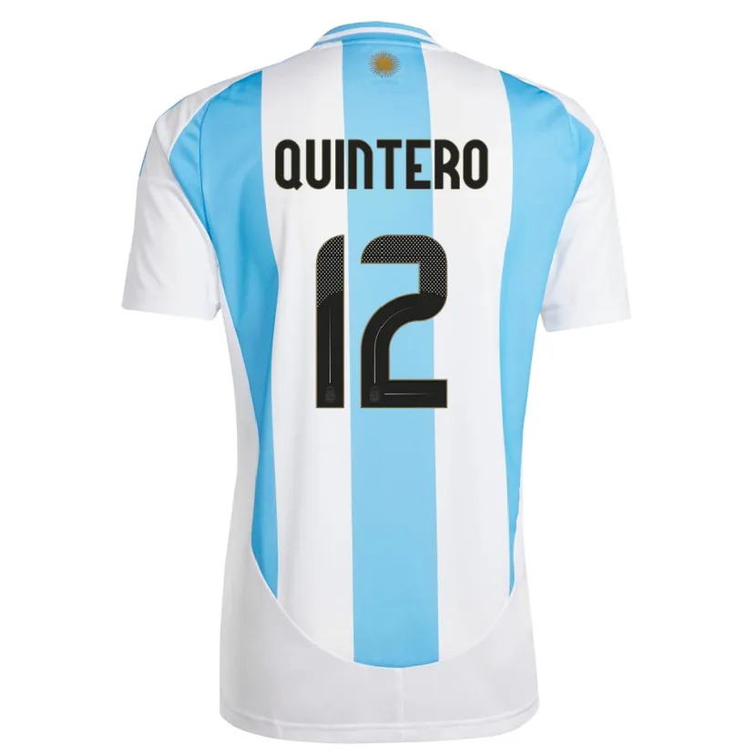 Danxen Herren Argentinien Valentino Quintero #12 Weiß Blau Heimtrikot Trikot 24-26 T-Shirt Schweiz