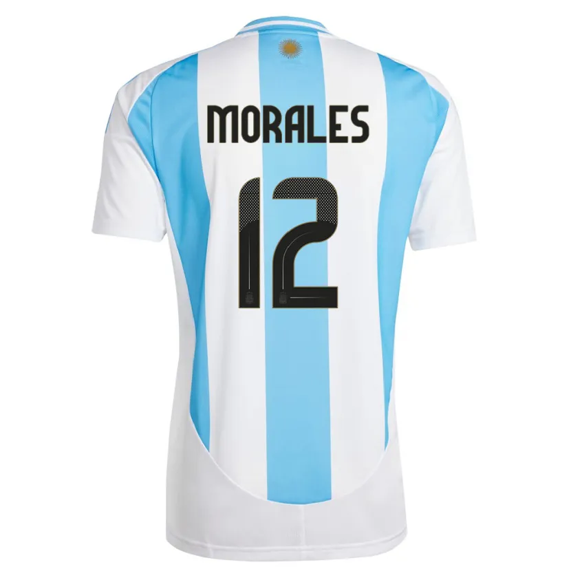 Danxen Herren Argentinien Lautaro Morales #12 Weiß Blau Heimtrikot Trikot 24-26 T-Shirt Schweiz