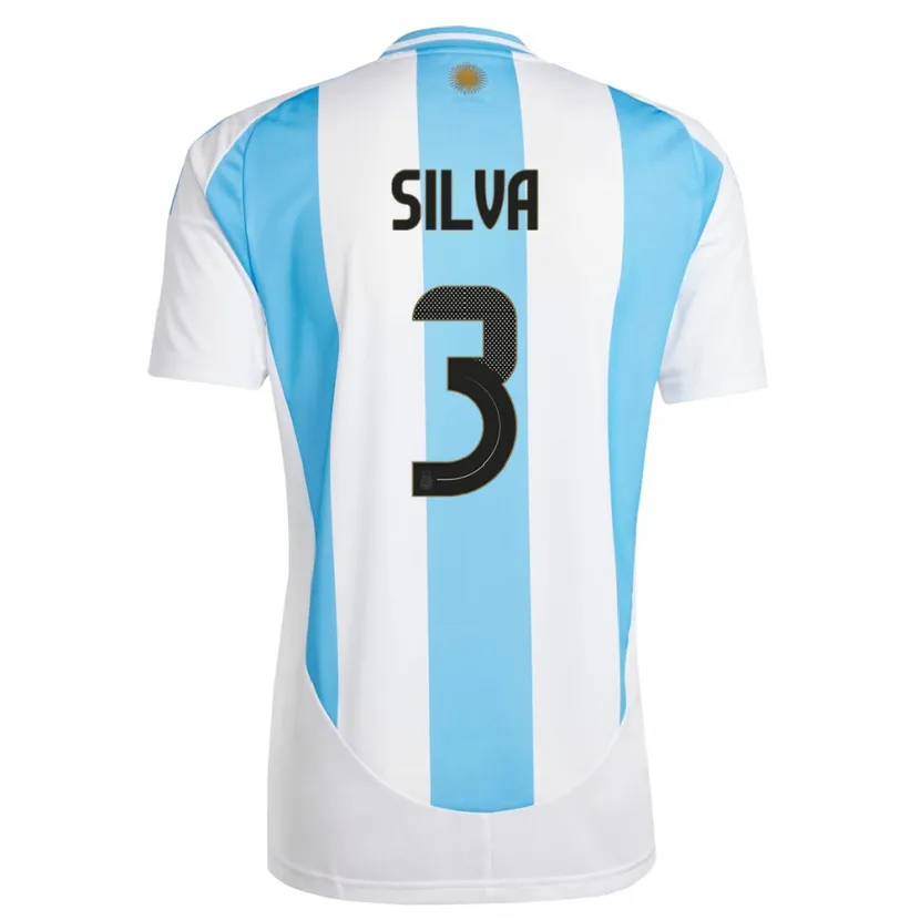 Danxen Herren Argentinien Tomas Silva #3 Weiß Blau Heimtrikot Trikot 24-26 T-Shirt Schweiz