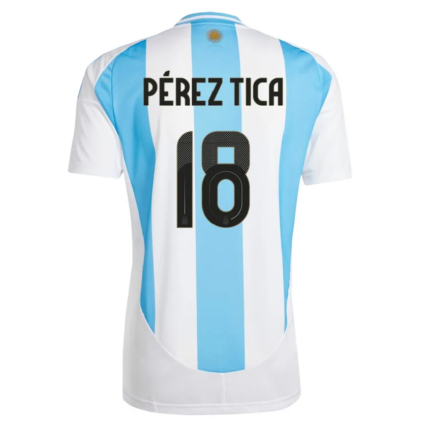 Danxen Herren Argentinien Jeremias Perez Tica #18 Weiß Blau Heimtrikot Trikot 24-26 T-Shirt Schweiz