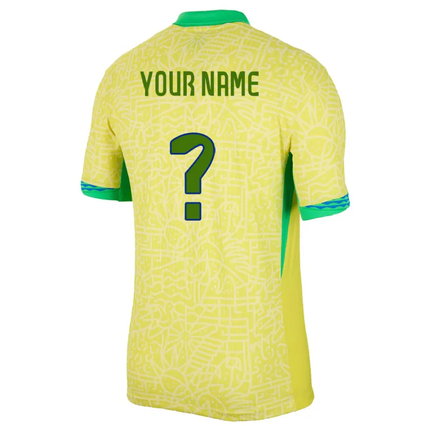 Danxen Herren Brasilien Ihren Namen #0 Gelb Heimtrikot Trikot 24-26 T-Shirt Schweiz