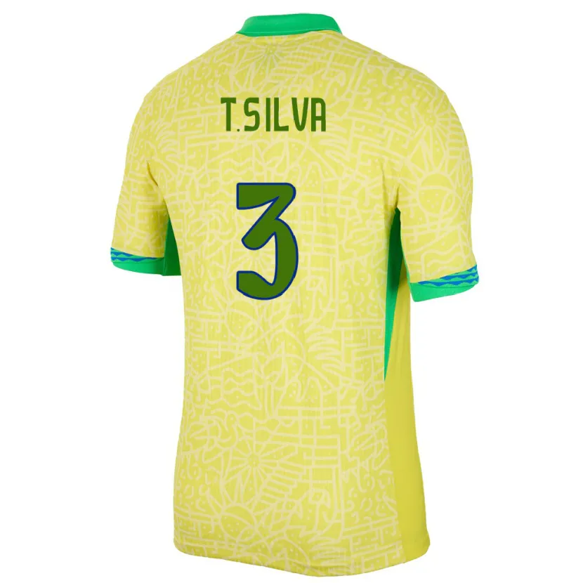 Danxen Herren Brasilien Thiago Silva #3 Gelb Heimtrikot Trikot 24-26 T-Shirt Schweiz