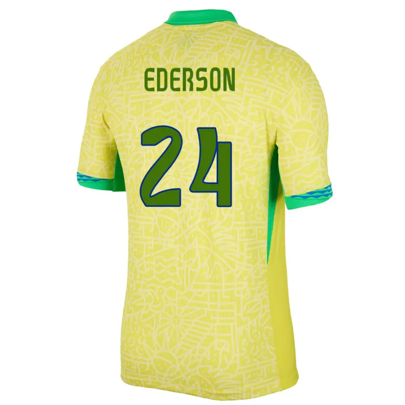Danxen Herren Brasilien Ederson #24 Gelb Heimtrikot Trikot 24-26 T-Shirt Schweiz