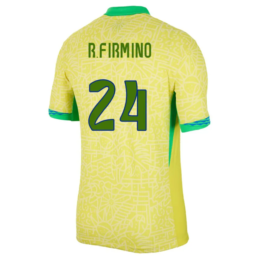 Danxen Herren Brasilien Roberto Firmino #24 Gelb Heimtrikot Trikot 24-26 T-Shirt Schweiz