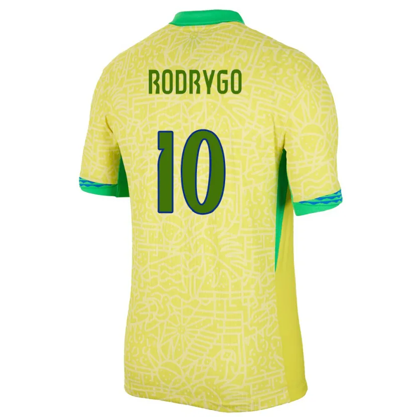 Danxen Herren Brasilien Rodrygo #10 Gelb Heimtrikot Trikot 24-26 T-Shirt Schweiz