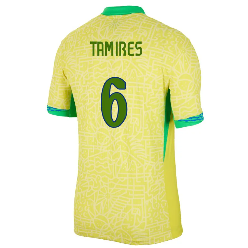 Danxen Herren Brasilien Tamires #6 Gelb Heimtrikot Trikot 24-26 T-Shirt Schweiz