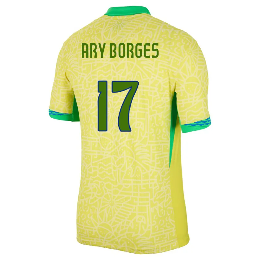 Danxen Herren Brasilien Ary Borges #17 Gelb Heimtrikot Trikot 24-26 T-Shirt Schweiz