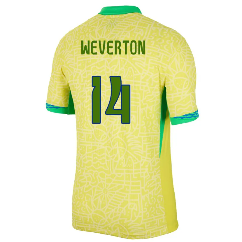 Danxen Herren Brasilien Weverton #14 Gelb Heimtrikot Trikot 24-26 T-Shirt Schweiz