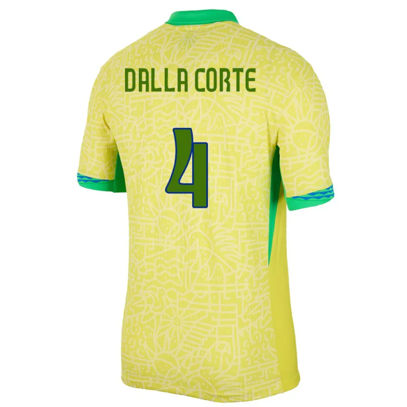 Danxen Herren Brasilien Joao Dalla Corte #4 Gelb Heimtrikot Trikot 24-26 T-Shirt Schweiz