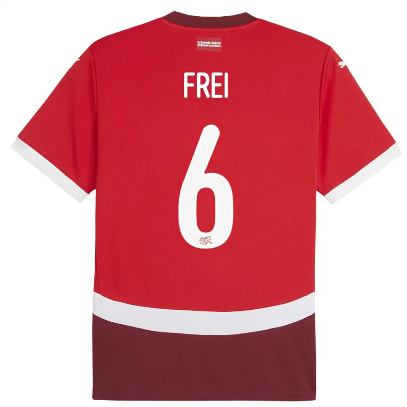 Danxen Herren Schweiz Fabian Frei #6 Rot Heimtrikot Trikot 24-26 T-Shirt Schweiz