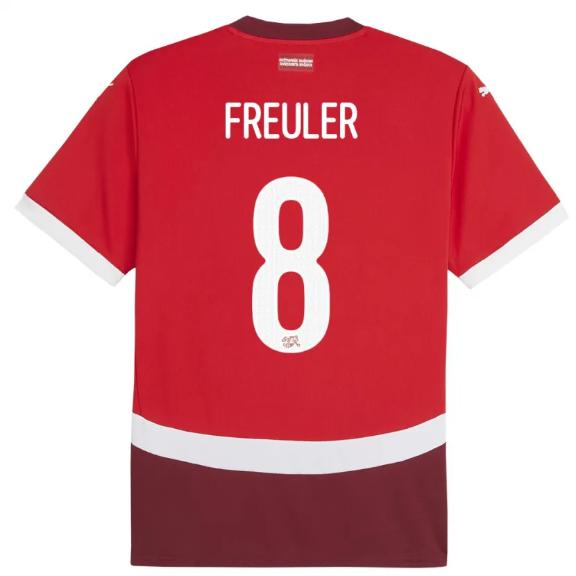 Danxen Herren Schweiz Remo Freuler #8 Rot Heimtrikot Trikot 24-26 T-Shirt Schweiz