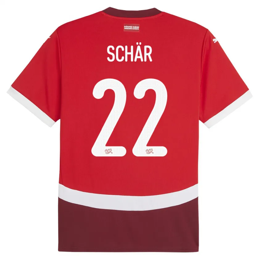 Danxen Herren Schweiz Fabian Schar #22 Rot Heimtrikot Trikot 24-26 T-Shirt Schweiz