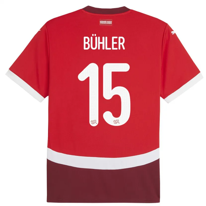 Danxen Herren Schweiz Luana Buhler #15 Rot Heimtrikot Trikot 24-26 T-Shirt Schweiz