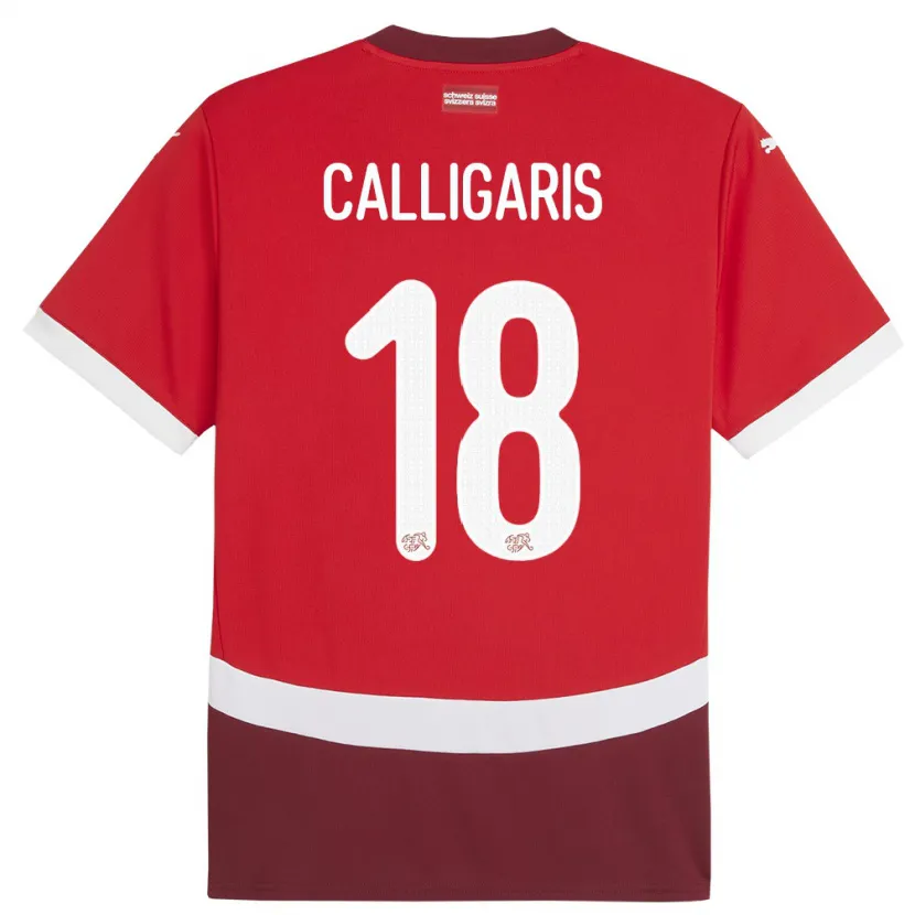 Danxen Herren Schweiz Viola Calligaris #18 Rot Heimtrikot Trikot 24-26 T-Shirt Schweiz