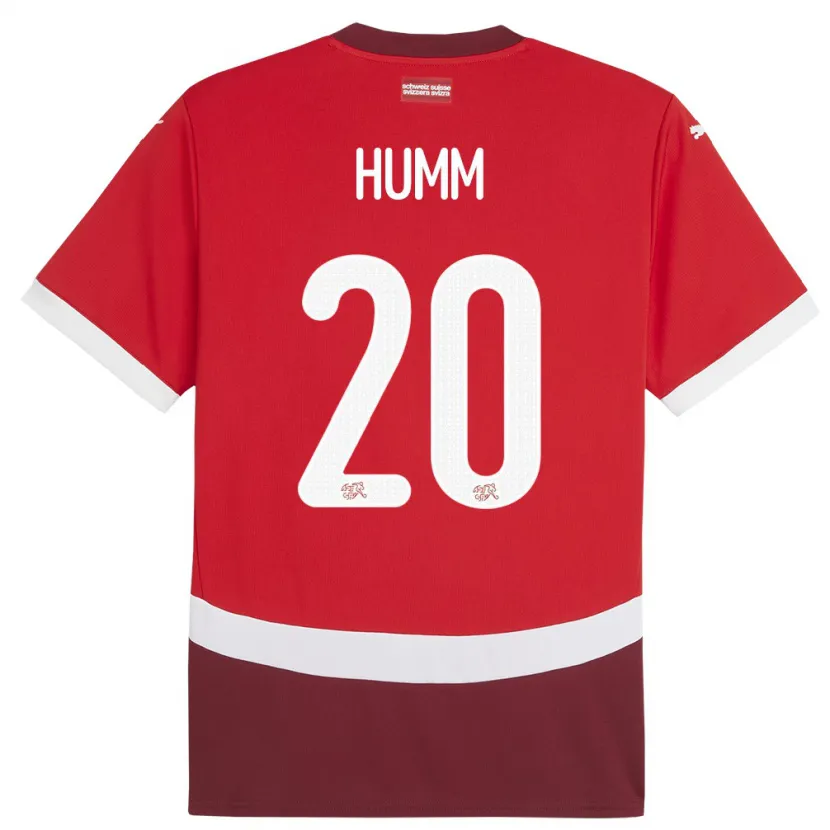 Danxen Herren Schweiz Fabienne Humm #20 Rot Heimtrikot Trikot 24-26 T-Shirt Schweiz