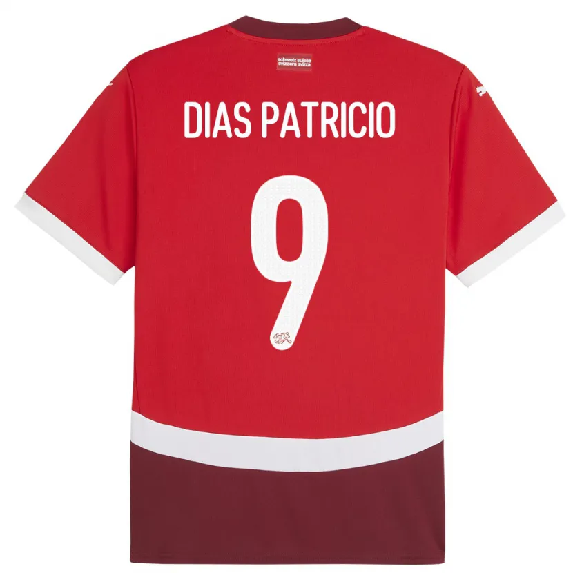 Danxen Herren Schweiz Alexandre Dias Patricio #9 Rot Heimtrikot Trikot 24-26 T-Shirt Schweiz