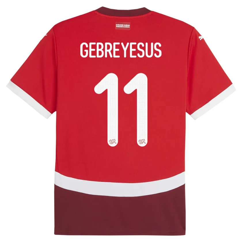 Danxen Herren Schweiz Esey Gebreyesus #11 Rot Heimtrikot Trikot 24-26 T-Shirt Schweiz
