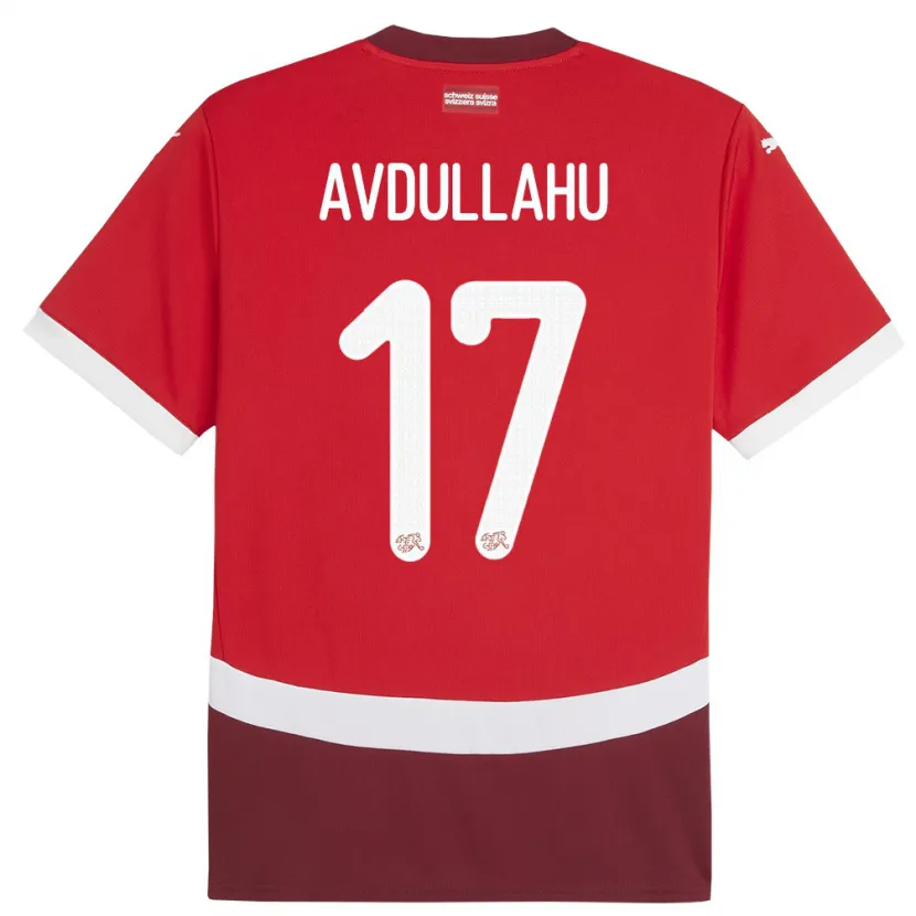 Danxen Herren Schweiz Leon Avdullahu #17 Rot Heimtrikot Trikot 24-26 T-Shirt Schweiz