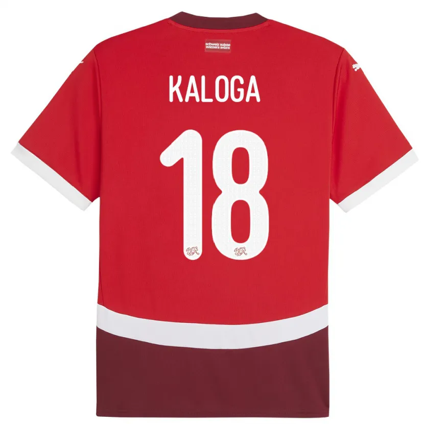 Danxen Herren Schweiz Issa Kaloga #18 Rot Heimtrikot Trikot 24-26 T-Shirt Schweiz