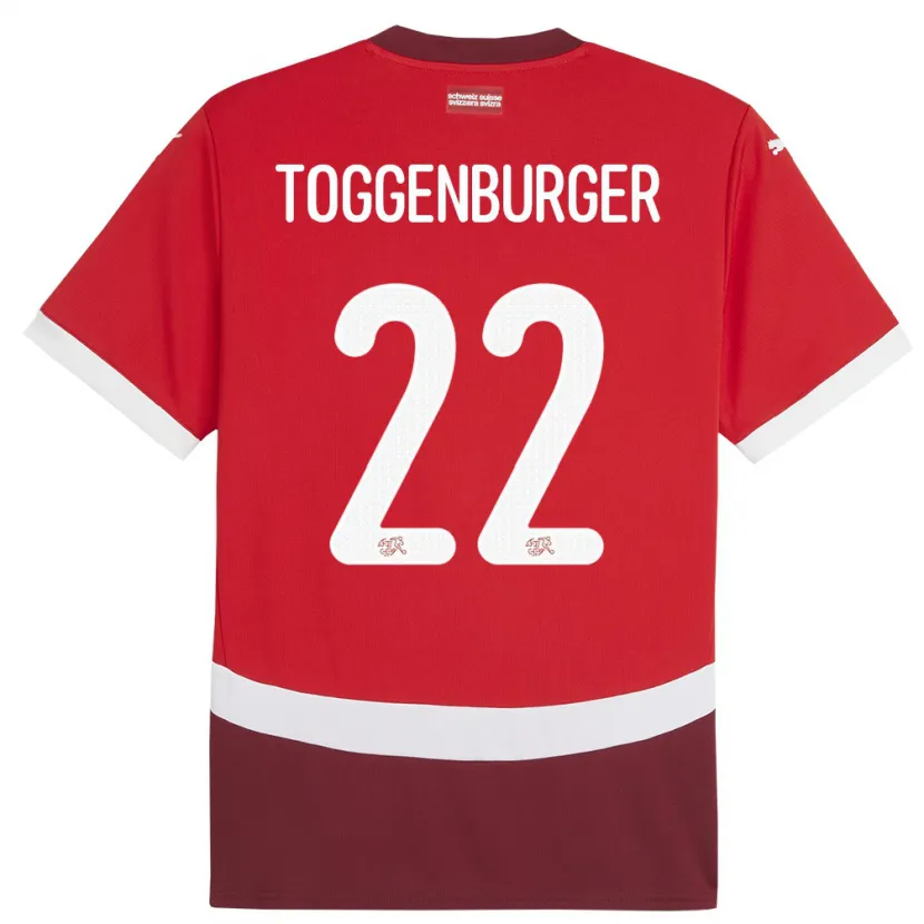 Danxen Herren Schweiz Nando Toggenburger #22 Rot Heimtrikot Trikot 24-26 T-Shirt Schweiz