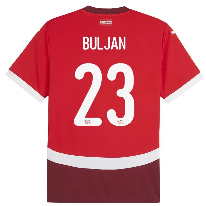 Danxen Herren Schweiz Leo Buljan #23 Rot Heimtrikot Trikot 24-26 T-Shirt Schweiz