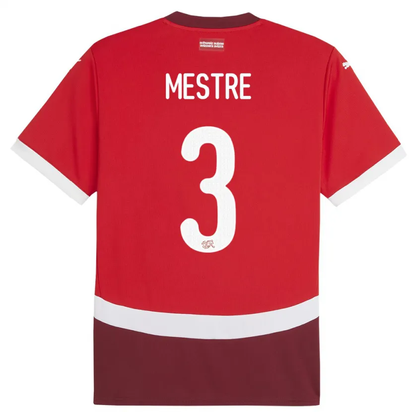 Danxen Herren Schweiz Luis Mestre #3 Rot Heimtrikot Trikot 24-26 T-Shirt Schweiz