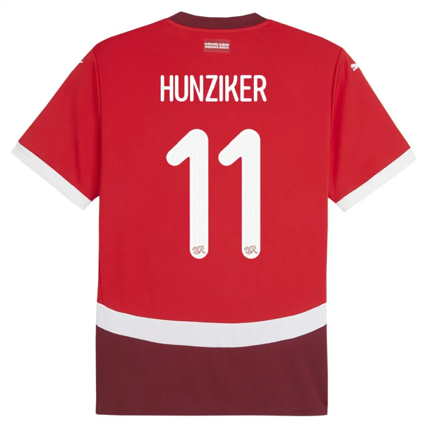 Danxen Herren Schweiz Andrin Hunziker #11 Rot Heimtrikot Trikot 24-26 T-Shirt Schweiz