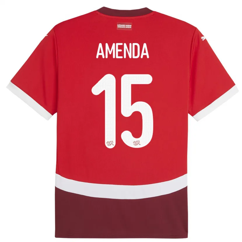 Danxen Herren Schweiz Aurele Amenda #15 Rot Heimtrikot Trikot 24-26 T-Shirt Schweiz