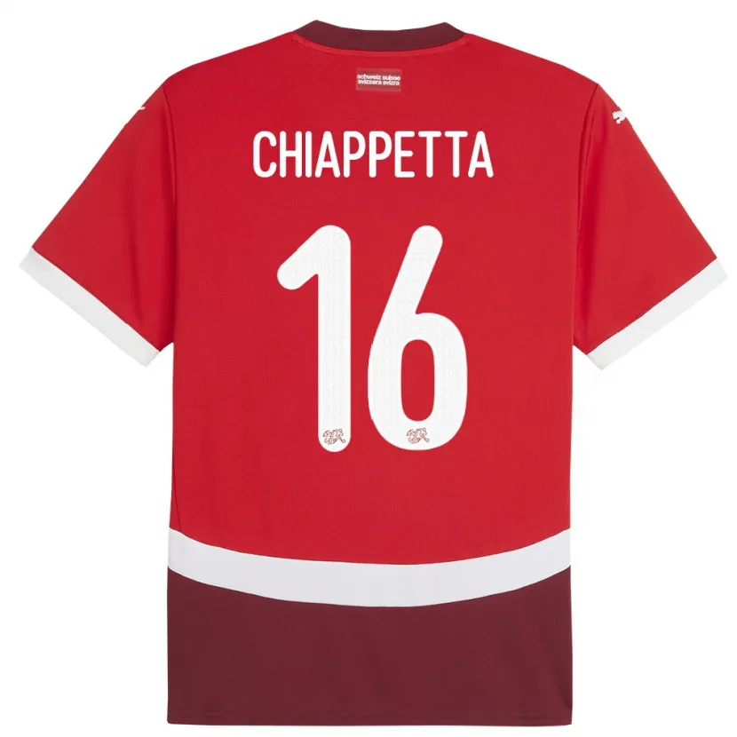 Danxen Herren Schweiz Carmine Chiappetta #16 Rot Heimtrikot Trikot 24-26 T-Shirt Schweiz