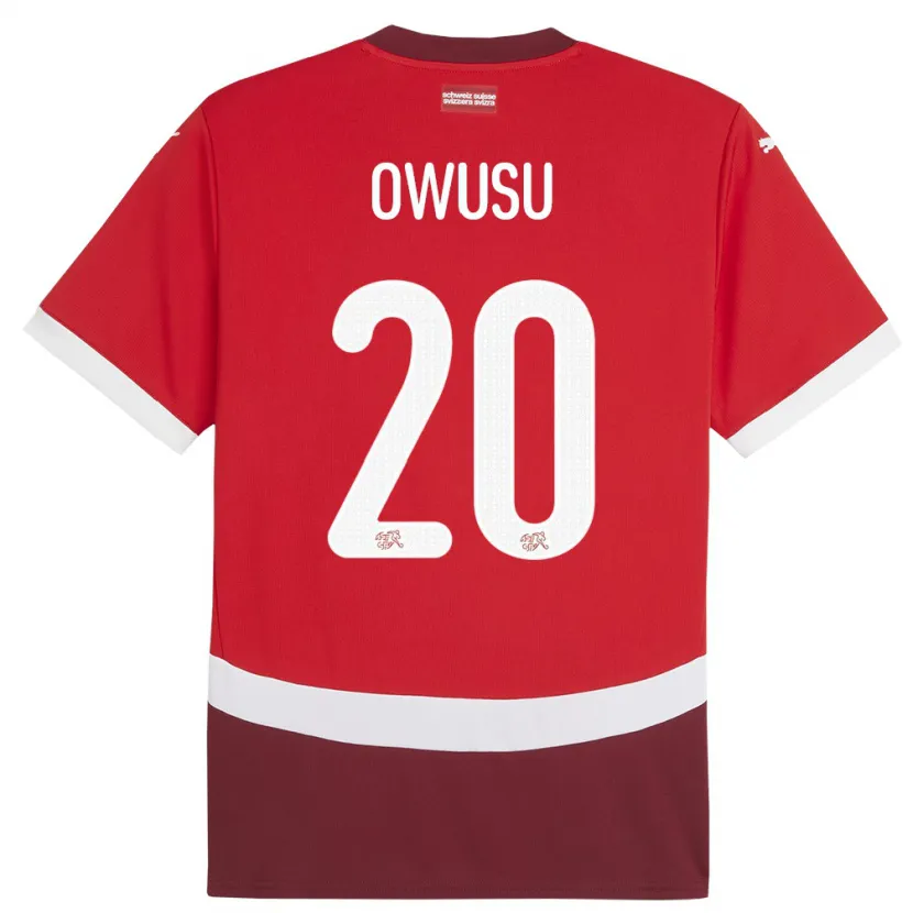 Danxen Herren Schweiz Tyron Owusu #20 Rot Heimtrikot Trikot 24-26 T-Shirt Schweiz