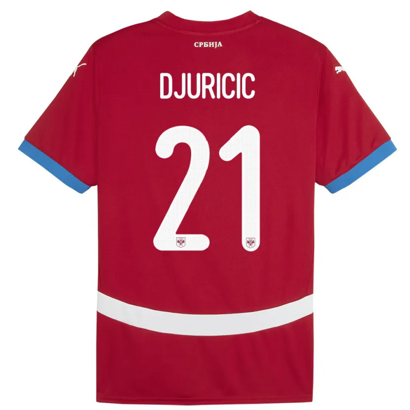 Danxen Herren Serbien Filip Djuricic #21 Rot Heimtrikot Trikot 24-26 T-Shirt Schweiz
