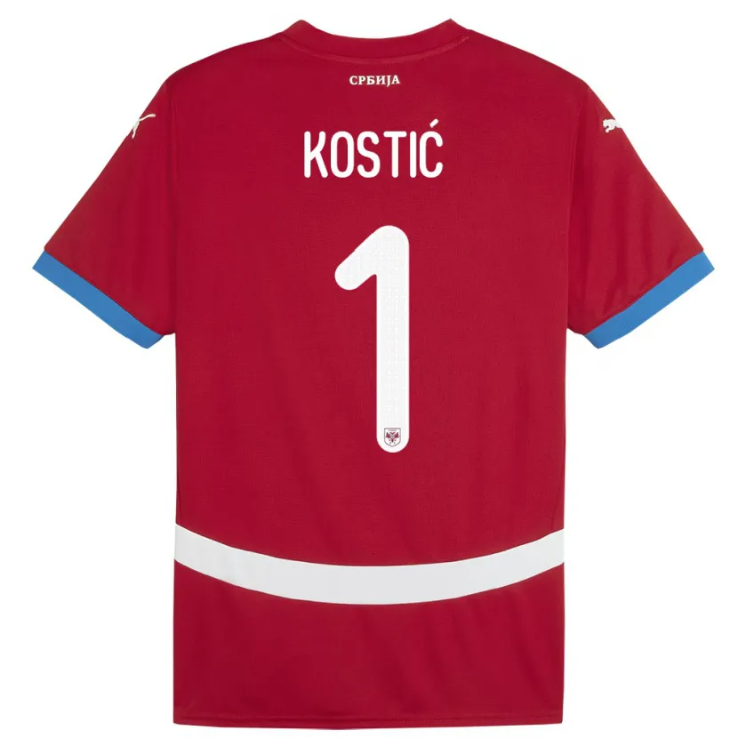Danxen Herren Serbien Milica Kostic #1 Rot Heimtrikot Trikot 24-26 T-Shirt Schweiz