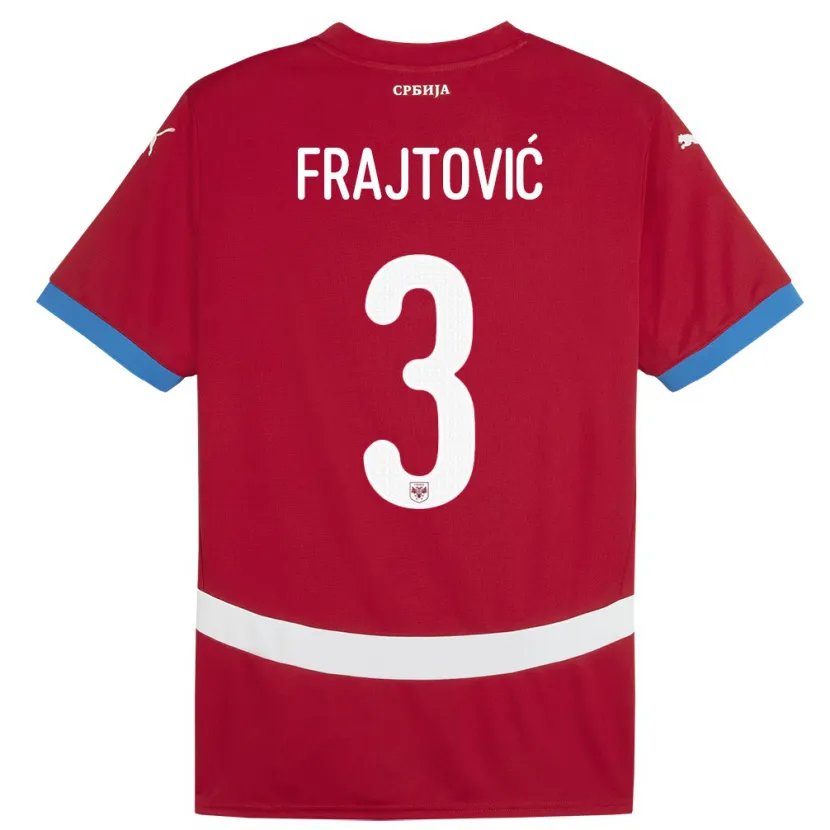 Danxen Herren Serbien Andela Frajtovic #3 Rot Heimtrikot Trikot 24-26 T-Shirt Schweiz