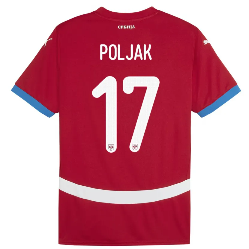 Danxen Herren Serbien Allegra Poljak #17 Rot Heimtrikot Trikot 24-26 T-Shirt Schweiz