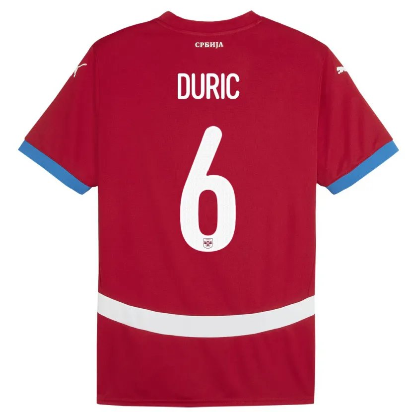 Danxen Herren Serbien Andrej Duric #6 Rot Heimtrikot Trikot 24-26 T-Shirt Schweiz